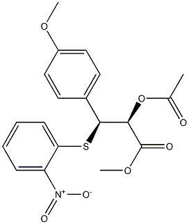 (2S,3S)-2-Acetoxy-3-(4-methoxyphenyl)-3-[(2-nitrophenyl)thio]propionic acid methyl ester 구조식 이미지