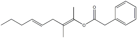 Phenylacetic acid 1,2-dimethyl-1,4-octadienyl ester Structure