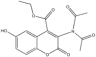 3-(Diacetylamino)-6-hydroxy-2-oxo-2H-1-benzopyran-4-carboxylic acid ethyl ester Structure