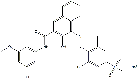 3-Chloro-5-methyl-4-[[3-[[(3-chloro-5-methoxyphenyl)amino]carbonyl]-2-hydroxy-1-naphtyl]azo]benzenesulfonic acid sodium salt Structure