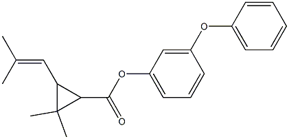 2,2-Dimethyl-3-(2-methyl-1-propenyl)-1-cyclopropanecarboxylic acid m-phenoxyphenyl ester 구조식 이미지
