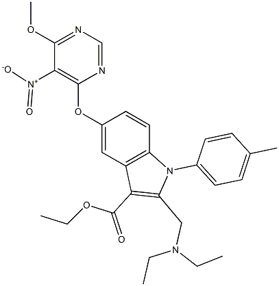 1-(4-Methylphenyl)-2-[(diethylamino)methyl]-5-[5-nitro-6-methoxypyrimidin-4-yloxy]-1H-indole-3-carboxylic acid ethyl ester Structure