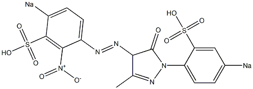 3-Methyl-4-(2-nitro-4-sodiosulfophenylazo)-1-(4-sodiosulfophenyl)-2-pyrazolin-5-one Structure