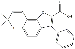 3-Phenyl-7,7-dimethyl-7H-furo[2,3-f][1]benzopyran-2-carboxylic acid 구조식 이미지
