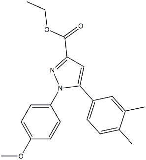 1-(4-Methoxyphenyl)-5-(3-methyl-4-methylphenyl)-1H-pyrazole-3-carboxylic acid ethyl ester 구조식 이미지