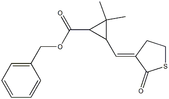 3-[[(3E)-2-Oxothiolan-3-ylidene]methyl]-2,2-dimethylcyclopropanecarboxylic acid benzyl ester 구조식 이미지