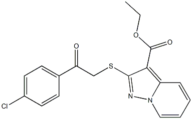 2-[[(4-Chlorophenylcarbonyl)methyl]thio]pyrazolo[1,5-a]pyridine-3-carboxylic acid ethyl ester 구조식 이미지