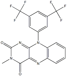 3-Methyl-10-[3,5-bis(trifluoromethyl)phenyl]pyrimido[4,5-b]quinoxaline-2,4(3H,10H)-dione 구조식 이미지