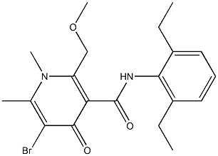 2-Methoxymethyl-5-bromo-1,4-dihydro-1,6-dimethyl-N-(2,6-diethylphenyl)-4-oxopyridine-3-carboxamide 구조식 이미지