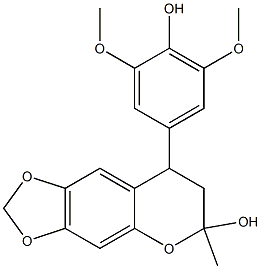 8-(4-Hydroxy-3,5-dimethoxyphenyl)-7,8-dihydro-6-methyl-6H-1,3-dioxolo[4,5-g][1]benzopyran-6-ol 구조식 이미지