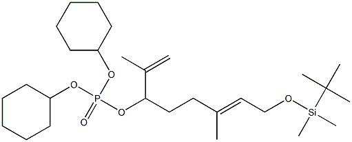 (6E)-3-[Bis(cyclohexyloxy)phosphinyl]oxy-2,6-dimethyl-8-(tert-butyldimethylsiloxy)-1,6-octadiene 구조식 이미지
