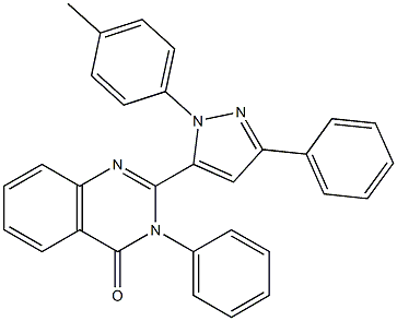 3-(Phenyl)-2-[3-(phenyl)-1-(4-methylphenyl)-1H-pyrazol-5-yl]quinazolin-4(3H)-one 구조식 이미지