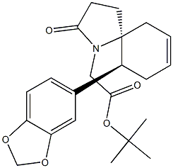 (5S,10S)-2-Oxo-10-(1,3-benzodioxol-5-yl)-1-azaspiro[4.5]dec-7-ene-1-acetic acid tert-butyl ester 구조식 이미지