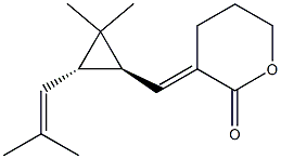 (3E)-Tetrahydro-3-[[(1S,2S)-3,3-dimethyl-2-(2-methyl-1-propenyl)cyclopropan-1-yl]methylene]-2H-pyran-2-one Structure