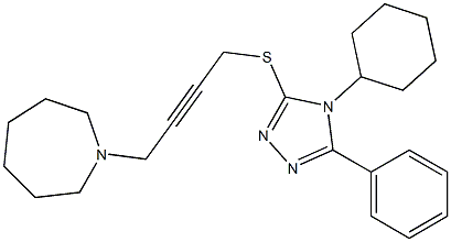 4-Cyclohexyl-5-phenyl-3-[[4-[(hexahydro-1H-azepin)-1-yl]-2-butynyl]thio]-4H-1,2,4-triazole Structure