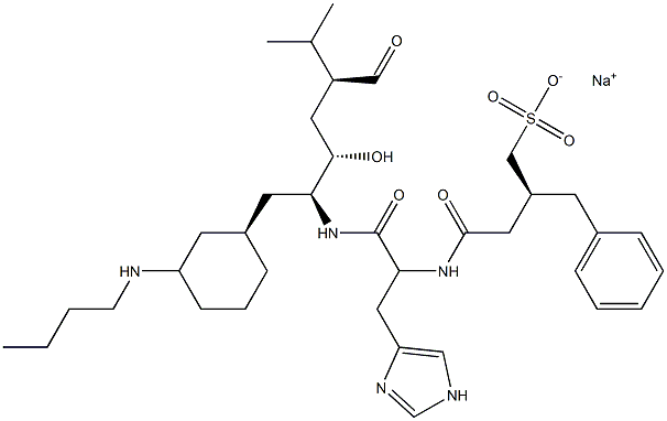 (2S)-2-Benzyl-4-[[(1S)-1-[(1H-imidazol-4-yl)methyl]-2-[[(1S,2S,4S)-5-butylamino-1-cyclohexylmethyl-4-isopropyl-2-hydroxy-5-oxopentyl]amino]-2-oxoethyl]amino]-4-oxobutane-1-sulfonic acid sodium salt Structure