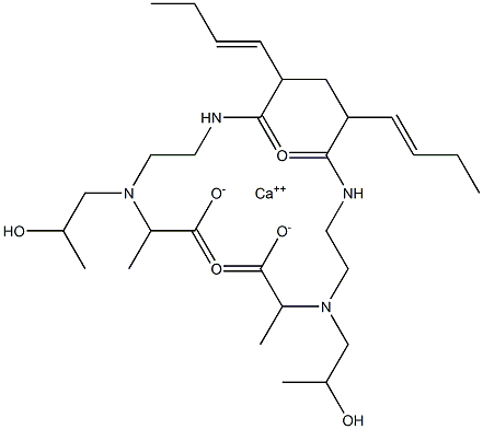 Bis[2-[N-(2-hydroxypropyl)-N-[2-(5-octenoylamino)ethyl]amino]propionic acid]calcium salt Structure