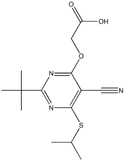 [2-tert-Butyl-5-cyano-6-isopropylthio-4-pyrimidinyloxy]acetic acid 구조식 이미지