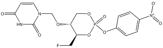 1-[[[(4R,5R)-4-(Fluoromethyl)-2-(4-nitrophenoxy)-2-oxo-1,3,2-dioxaphosphorinan-5-yl]oxy]methyl]-2,4(1H,3H)-pyrimidinedione Structure