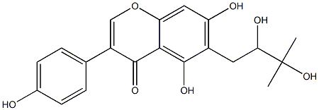 5,7-Dihydroxy-3-(4-hydroxyphenyl)-6-(2,3-dihydroxy-3-methylbutyl)-4H-1-benzopyran-4-one Structure