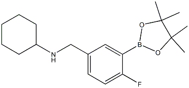 N-(4-Fluoro-3-(4,4,5,5-tetramethyl-1,3,2-dioxaborolan-2-yl)benzyl)cyclohexanamine 구조식 이미지