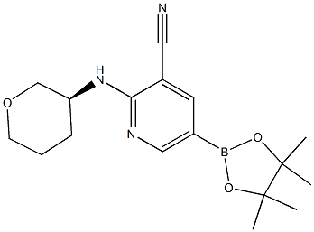 2-((S)-tetrahydro-2H-pyran-3-ylamino)-5-(4,4,5,5-tetramethyl-1,3,2-dioxaborolan-2-yl)pyridine-3-carbonitrile 구조식 이미지