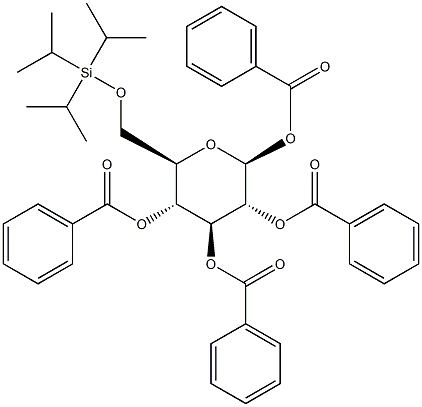 1,2,3,4-Tetra-O-benzoyl-6-O-triisopropylsilyl-b-D-glucopyranose Structure