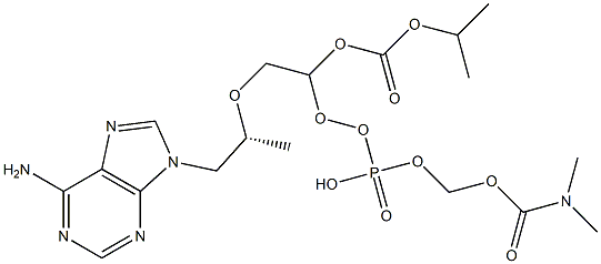 ((((((R)-1-(6-amino-9H-purin-9-yl)propan-2-yl)oxy)methyl)(((isopropoxycarbonyl)oxy)methoxy)phosphoryl)oxy)methyl dimethylcarbamate Structure