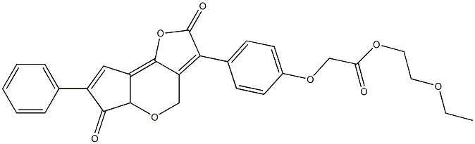 2-ethoxyethyl-2-(4-(2,6-dihydro-2,6-dioxo-7-phenyl-1,5-dioxaindacen-3-yl)phenoxy)acetate Structure