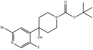 tert-butyl 4-(2-bromo-5-fluoropyridin-4-yl)-4-hydroxypiperidine-1-carboxylate 구조식 이미지