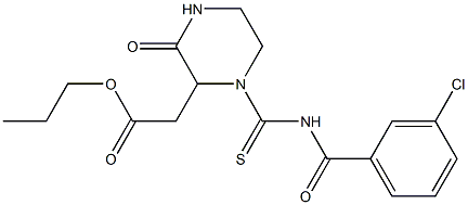 propyl (1-{[(3-chlorobenzoyl)amino]carbonothioyl}-3-oxo-2-piperazinyl)acetate 구조식 이미지