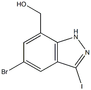(5-Bromo-3-iodo-1H-indazol-7-yl)-methanol 구조식 이미지