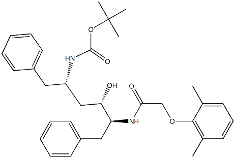 (2S,3S,5S)-2-(2,6-Dimethylphenoxyacetyl)amino-3-hydroxy-5-(tert-butyloxycarbonylamino)-1,6-diphenylhexane 구조식 이미지