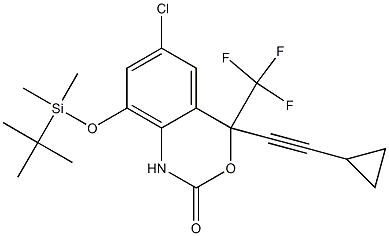 6-Chloro-8-(tert-butyldimethylsilyloxy)-4-(cyclopropylethynyl)-1,4-dihydro-4-(trifluoromethyl)-2H-3,1-benzoxazin-2-one 구조식 이미지