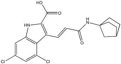 3-(2-(norbornylaminocarbonyl)ethenyl)-4,6-dichloroindole-2-carboxylic acid 구조식 이미지