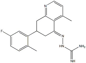 (7-(5-fluoro-2-methylphenyl)-4-methyl-7,8-dihydro-5(6H)-quinolinylideneamino)guanidine Structure