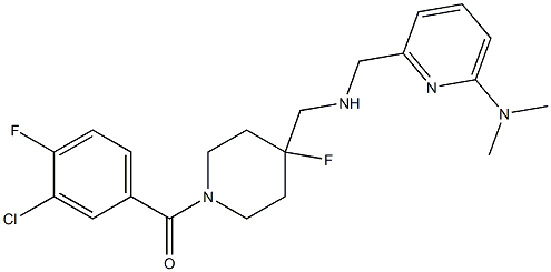 1-((3-chloro-4-fluorophenyl)carbonyl)-4-fluoro-4-((((6-(dimethylamino)pyridin-2-yl)methyl)amino)methyl)piperidine Structure