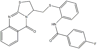 4-fluoro-N-(2-{[(5-oxo-2,3-dihydro-5H-[1,3]thiazolo[2,3-b]quinazolin-3-yl)methyl]sulfanyl}phenyl)benzenecarboxamide 구조식 이미지