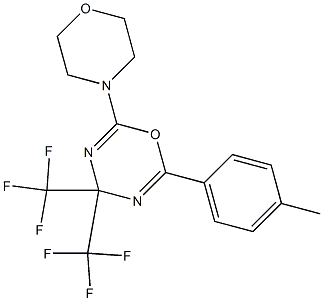 2-(4-methylphenyl)-6-morpholino-4,4-di(trifluoromethyl)-4H-1,3,5-oxadiazine Structure