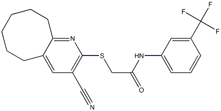 2-[(3-cyano-5,6,7,8,9,10-hexahydrocycloocta[b]pyridin-2-yl)sulfanyl]-N-[3-(trifluoromethyl)phenyl]acetamide Structure