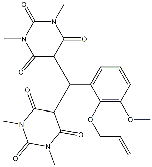 5-[[2-(allyloxy)-3-methoxyphenyl](1,3-dimethyl-2,4,6-trioxohexahydro-5-pyrimidinyl)methyl]-1,3-dimethyl-2,4,6(1H,3H,5H)-pyrimidinetrione 구조식 이미지