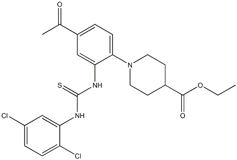 ethyl 1-(4-acetyl-2-{[(2,5-dichloroanilino)carbothioyl]amino}phenyl)piperidine-4-carboxylate 구조식 이미지