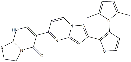 6-{2-[3-(2,5-dimethyl-1H-pyrrol-1-yl)-2-thienyl]pyrazolo[1,5-a]pyrimidin-5-yl}-2,3,8,8a-tetrahydro-5H-[1,3]thiazolo[3,2-a]pyrimidin-5-one Structure