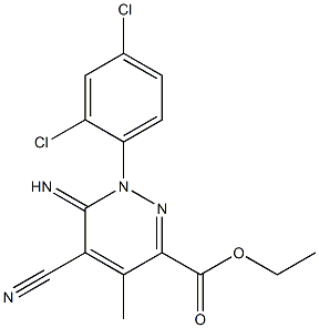 ethyl 5-cyano-1-(2,4-dichlorophenyl)-6-imino-4-methyl-1,6-dihydropyridazine-3-carboxylate 구조식 이미지