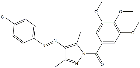 {4-[2-(4-chlorophenyl)diaz-1-enyl]-3,5-dimethyl-1H-pyrazol-1-yl}(3,4,5-trimethoxyphenyl)methanone Structure