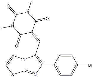 5-{[6-(4-bromophenyl)imidazo[2,1-b][1,3]thiazol-5-yl]methylene}-1,3-dimethyl-2,4,6(1H,3H,5H)-pyrimidinetrione Structure