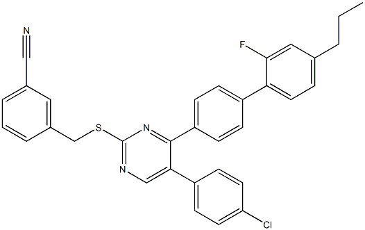 3-({[5-(4-chlorophenyl)-4-(2'-fluoro-4'-propyl[1,1'-biphenyl]-4-yl)-2-pyrimidinyl]sulfanyl}methyl)benzenecarbonitrile Structure