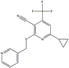 6-cyclopropyl-2-[(3-pyridinylmethyl)sulfanyl]-4-(trifluoromethyl)nicotinonitrile 구조식 이미지