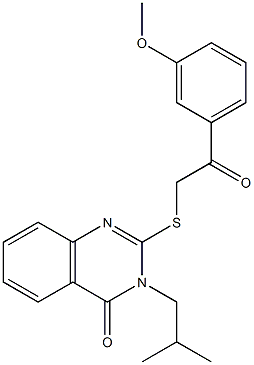 3-isobutyl-2-{[2-(3-methoxyphenyl)-2-oxoethyl]thio}-3,4-dihydroquinazolin-4-one 구조식 이미지