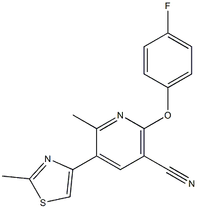 2-(4-fluorophenoxy)-6-methyl-5-(2-methyl-1,3-thiazol-4-yl)nicotinonitrile Structure